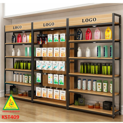 Kệ trưng bày sản phẩm, hàng hóa , kệ trang trí khung sắt mặt gỗ KST409 - Nội thất lắp ráp Viễn Đông Adv