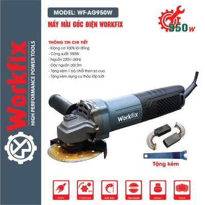 Máy Mài Góc Công Tắc Đuôi 100mm Workfix 950W - WF-AG950W - Lõi Đồng Chuyên Dùng Cho Gia Đình Và Công Trình  Máy mài thẳng Angle Grinders