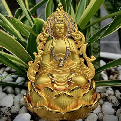 Tượng Phật Quan Âm Trang Trí Xe Ô Tô , Tượng Phật Bà Dát Vàng Chất Lượng Cao