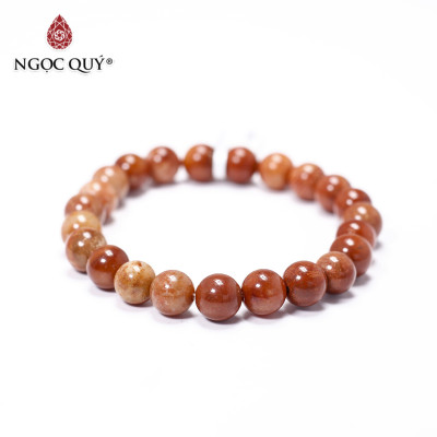 Vòng tay trơn đá san hô hóa thạch mệnh hỏa, thổ - Ngọc Quý Gemstones