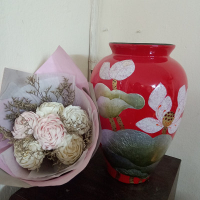 Lọ hoa khảm gốm Bát Tràng