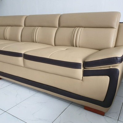 Ghế Sofa Góc L Phối Viền Trẻ Trung_Màu Kem Viền Nâu_Size 2500 x 1600