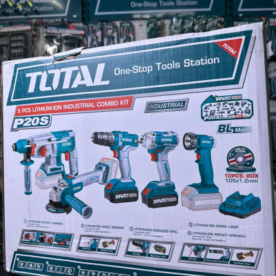 BỘ COMBO 5 MÁY DÙNG PIN 20V NGÀNH XÂY DỰNG (2 pin 4.0Ah +sạc) TOTAL TCKLI2018 - HÀNG CHÍNH HÃNG