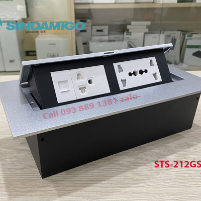 Ổ cắm âm bàn Sinoamigo Tích hợp 3 ổ điện 3 chấu, 1 ổ mạng Lan, Phù hợp lắp âm bàn làm việc, bàn văn phòng, phòng họp - Hàng chính hãng