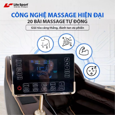 Ghế Massage Toàn Thân Lifesport LS-666, Ghế Massage Hiện Đại Với 20 Bài Massage Tự Động, Điều Khiển Bằng Giọng Nói