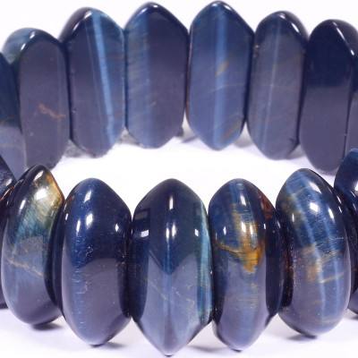 Vòng tay đá mắt hổ xanh đen nanh hổ mệnh thủy, mộc - Ngọc Quý Gemstones