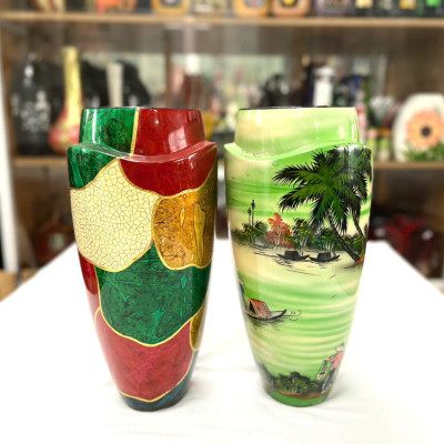 Bình Hoa Sơn Mài - Mã B05 | Dáng Trụ Thanh Lịch | Size 34x16 cm