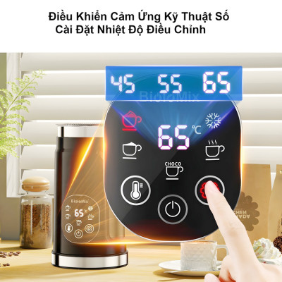 Máy tạo bọt sữa, cà phê, ca cao New Digital 5 trong 1 chuyên nghiệp thương hiệu Mỹ Biolomix BMF102E - Hàng chính hãng (BẢO HÀNH 1 NĂM)