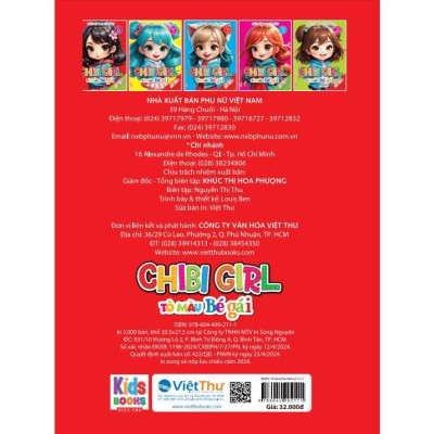 Sách - Dán Hình & Tô Màu IQ EQ CQ - Chibi Girl Tô Màu Bé Dái - Cá Tính - Kèm Sticker - Việt Thư