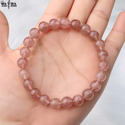 Vòng tay đá thạch anh dâu tây 3A hợp mệnh Hỏa, Thổ