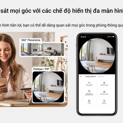 Camera Wifi mắt cá trong nhà EZVIZ E4P 3K (3K+), 4 micro đa hướng, đàm thoại rõ ràng - Hàng chính hãng