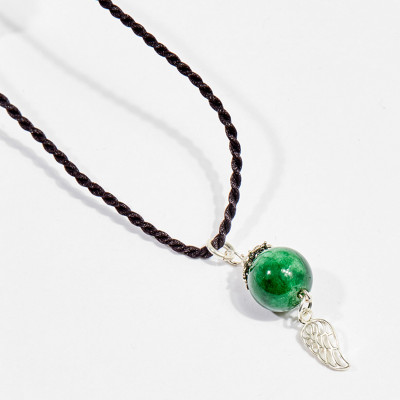 Dây chuyền phong thủy đá cẩm thạch tròn 1.4cm mệnh hỏa , mộc - Ngọc Quý Gemstones