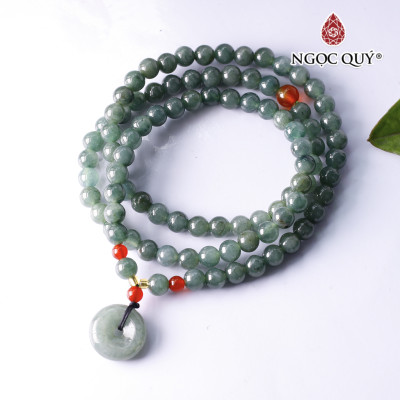 Chuỗi cổ đồng điếu đá cẩm thạch nước ngọc hạt 6mm mệnh hỏa, mộc - Ngọc Quý Gemstones