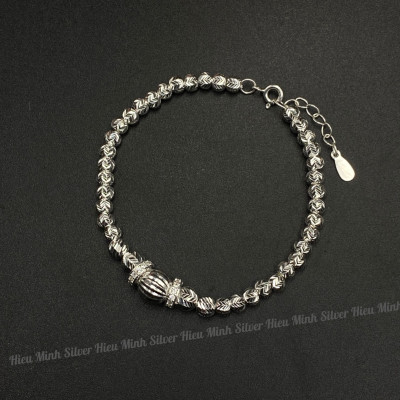 Lắc Tay Nữ Bạc Ta Dây Bi Tròn BẠC HIỂU MINH LTU636