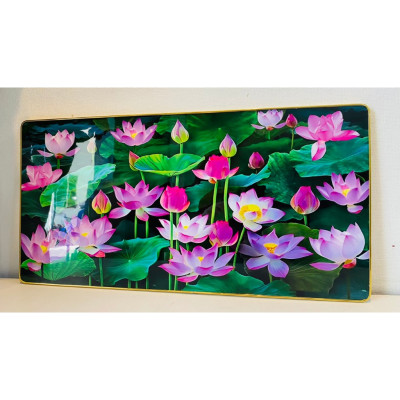 (ẢNH CHỤP THẬT) Tranh treo tường hoa sen hồng trang trí phòng khách,khách sạn kèm đinh treo