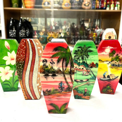 Bình hoa sơn mài Thanh Bình Lê- Mã B09 size 30x14x6.5 cm dùng  cắm hoa, trang trí, quà tặng ý nghĩa