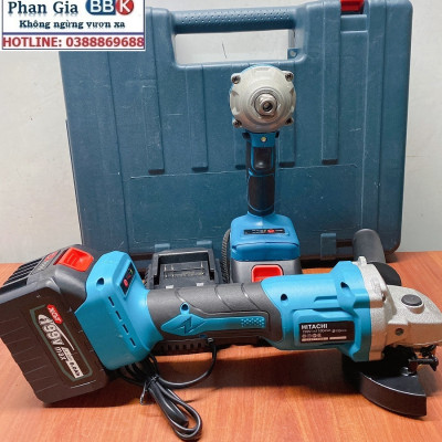 Bộ Combo 2 Máy Gồm Máy Mài Pin Và Máy Siết Bulong 199V 2 Pin 15 Cell - Động Cơ Không Chổi Than (Bảo Hành 12 Tháng)