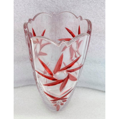 Bình cắm hoa thủy tinh hoa xoáy đỏ 