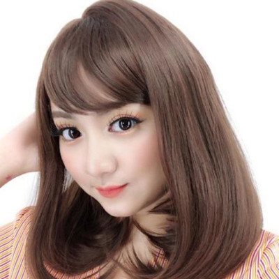 Tóc giả cúp vai cao cấp ngôi lệch- tặng lưới chùm tóc