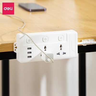 Ổ Cắm Điện Đa Năng  Có Công Tắc Chống Giật Chống Cháy Chất Lượng Cao Deli - Hàng Chính Hãng - ET407 408 409