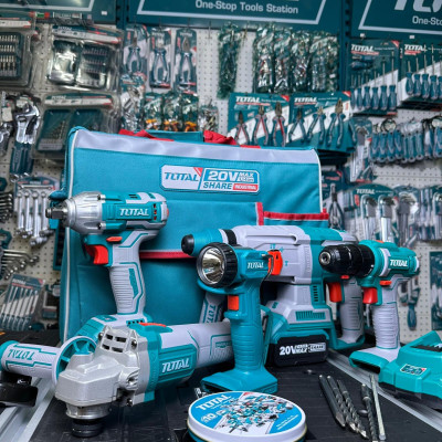 BỘ COMBO 5 MÁY DÙNG PIN 20V NGÀNH XÂY DỰNG (2 pin 4.0Ah +sạc) TOTAL TCKLI2018 - HÀNG CHÍNH HÃNG