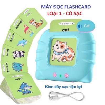 Máy đọc thẻ song ngữ Việt - Anh Flashcard 112 thẻ 224 từ vựng. Cổng sạc usb không sóng, đồ chơi thông minh cho trẻ em
