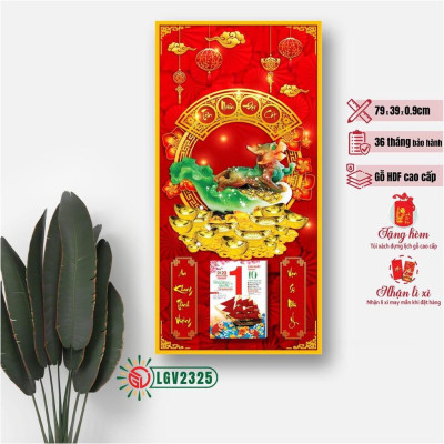 Lịch gỗ Phong thủy Tùy Hưu treo tường - 39cm x 79cm