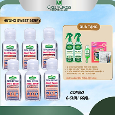 Combo 6 chai GEL rửa tay kháng khuẩn vượt trội Green Cross Total Defense chai 60ml