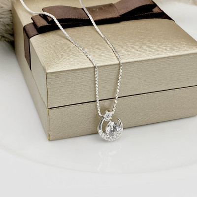 Dây Chuyền Bạc 925 Trăng Sao Siêu Sáng Chính Hãng Bạc Hiểu Minh DMD511