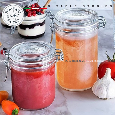 Hũ thủy tinh nắp cài Fido 1000ml thân cao - Bormioli Rocco - Italy