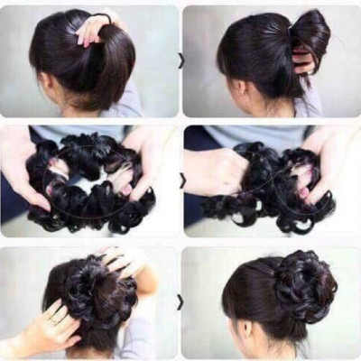 Tóc giả phủ búi cột xoăn cao cấp