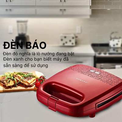 Máy nướng ép bánh SOKANY công suất lớn 750W tích hợp 2 mặt chống dính teflon giúp bánh chín nhanh chóng vô cùng tiện ích - HÀNG CHÍNH HÃNG