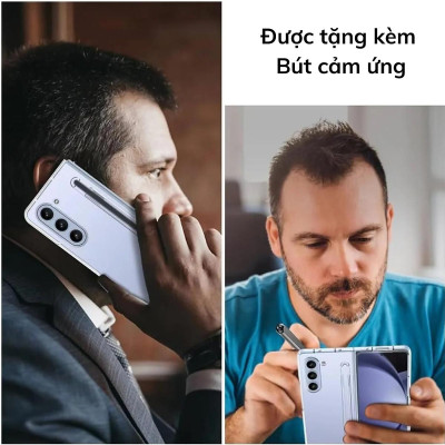 Ốp lưng trong suốt siêu mỏng chống ố vàng cho Samsung Galaxy  Z Fold 7 / Z Fold 6 5G Likgus Penone bảo vệ 360 độ màn phụ và mặt lưng ( tặng bút từ tính ) - Hàng chính hãng