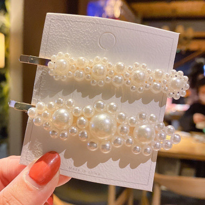 Kẹp Tóc Hợp Kim Hình Học Đính Ngọc Trai Phong Cách Hàn Quốc Cho Nữ