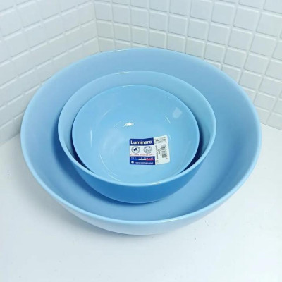 Bộ 6 bát (chén) cơm thủy tinh Luminarc Diwali Light Blue 12cm, dùng lò vi sóng, máy rửa bát - P9203*6 | Hàng chính hãng