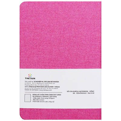 Sổ Colourful Notebook A6 - Dòng Kẻ Chấm - 120 Trang 100gsm - The Sun - Màu Hồng
