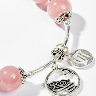 Vòng Tay Phong Thủy Đá Thạch Anh Hồng Phối Charm Đèn Lồng Bạc (10mm) Mệnh Hỏa, Thổ Ngọc Quý Gemstones