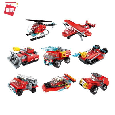 Đồ chơi xếp hình Qman Water Cannon Fire Truck, Đô chơi lắp ráp 8 trong 1 (lẻ mẫu ) 1805 - QMAN