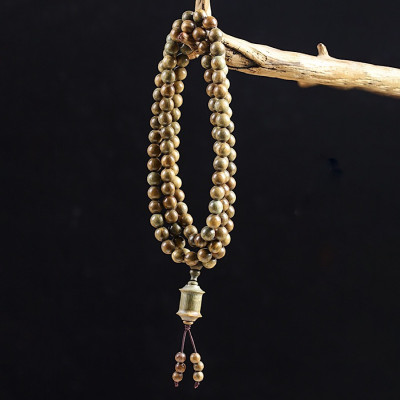 VÒNG CHUỖI 108 HẠT GỖ ĐÀN HƯƠNG XANH 8mm PHỐI KINH LUÂN KHẮC LỤC TỰ OM MANI