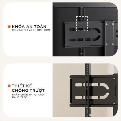 Giá treo tivi di động khung thép không gỉ phù hợp nhiều loại tivi có kệ để đồ thương hiệu IGA - GM173