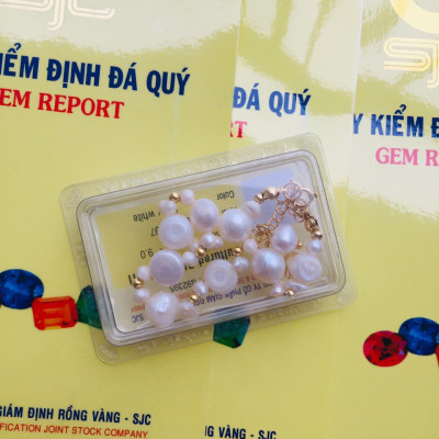 Lắc tay ngọc trai thật, dành cho bạn gái văn phòng, Thiết kế tinh xảo, Kiểu dáng đơn giản , Kèm bản Photo chứng thư kiểm định tại SJC