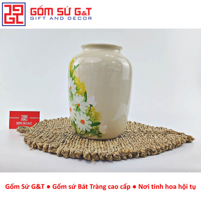 Lọ hoa dáng thạp vẽ cúc họa mi Gốm Sứ G&T