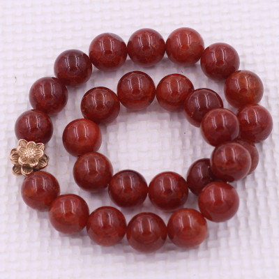 [Mệnh Hỏa, Thổ] Vòng Chuỗi Niệm Phật Đá Vân Rồng Đỏ Rạn 14 Ly 27 Hạt Charm Hoa Sen Inox, Vòng Chuỗi Phật Giáo, Chuỗi Niệm Phật Hạt To - Phong Thủy 868