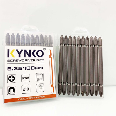(VỈ 10 CÁI) Mũi vít 2 đầu PH2 (không mạ) chiều dài 110mm CHÍNH HÃNG KYNKO MVKM2XPH2 -110-V10