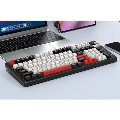 KEYBOARD T-WOLF T70 (White/97 key/RED Switch/RGB LED/Bluetooth-Wireless-TypeC USB/Rotate Button/870g/2000mA/1.5m) - Hàng chính hãng
