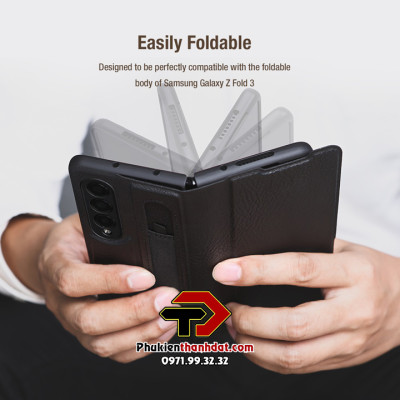Bao da  dành cho Samsung Galaxy Z Fold3 có ngăn để bút chính hãng Nillkin Aoge Leather Cover - Hàng nhập khẩu