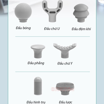 Súng massage cầm tay mini 7 đầu Puli PL-657, thiết kế mới cán tay cầm dài