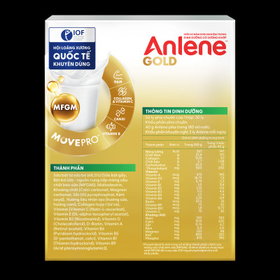 Bao bì mới - Combo 2 Sữa Bột Anlene Gold Hương Vanilla (Hộp Giấy 1,2kg)