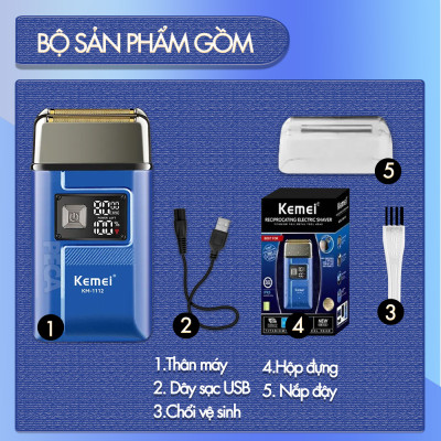 Máy cạo râu khô Kemei KM-1112 lưỡi kép điều chỉnh 2 mức tốc độ công suất mạnh có thể cạo đầu, fade trắng chân tóc - Hàng chính hãng