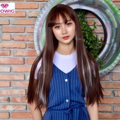 Tóc nguyên đầu line bạch kim- tặng lưới chùm tóc- hình thật